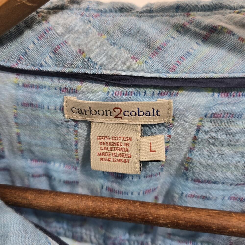 Carbon 2 Cobalt Shirt Mens Large Blue Gauze Double Cotton Button Carbon2Cobalt - Picture 3 of 14